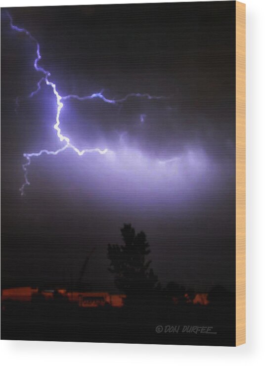Lightening Wood Print featuring the photograph Purple Sky Lightening by Don Durfee