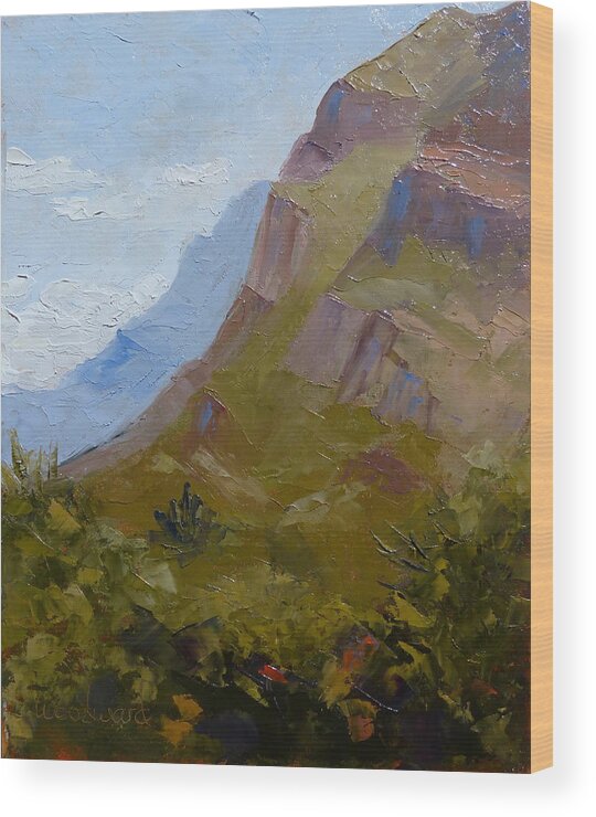 Landscape Wood Print featuring the painting Pusch Ridge I by Susan Woodward