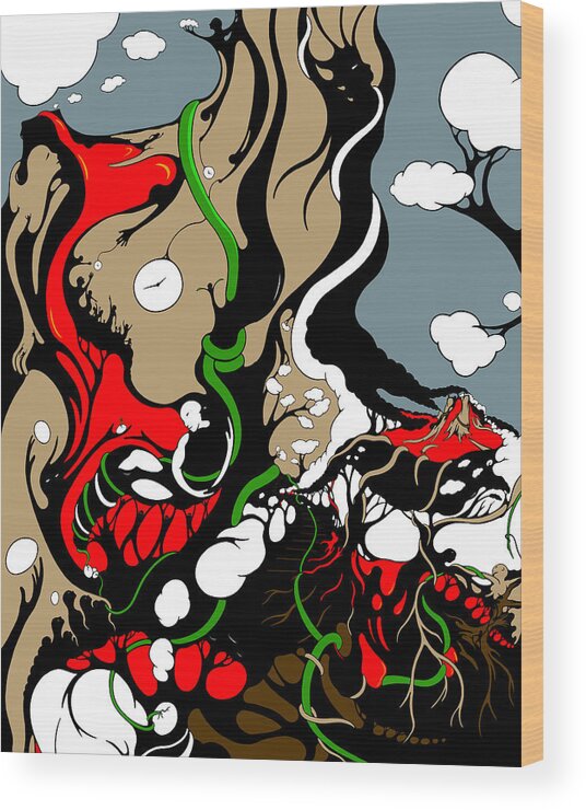 Modern Art Wood Print featuring the drawing QUAD Epoch Mothers 4 VINES by Craig Tilley