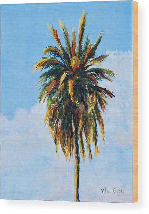 Palm Tree Wood Print featuring the painting Quad Palms 4 of 4 by Beth Maddox