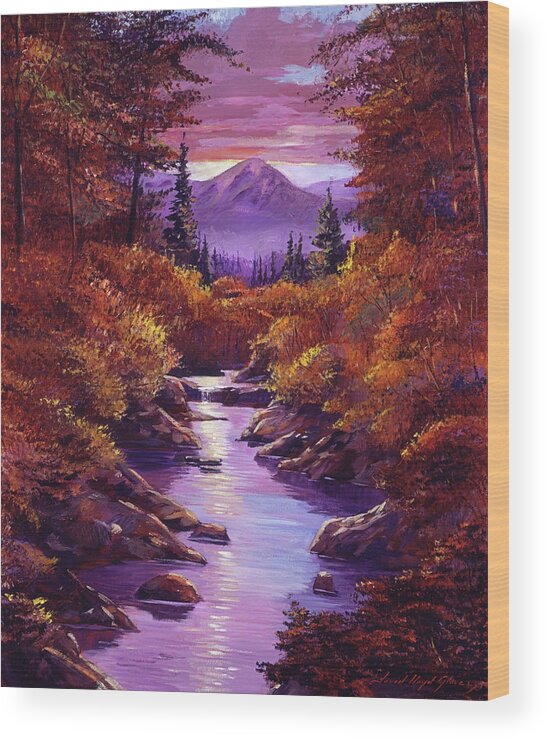Autumn Wood Print featuring the painting Quiet Autumn Stream by David Lloyd Glover