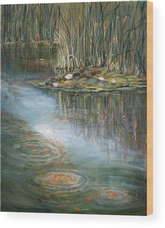 Water Lilies Wood Print featuring the painting Quintessence by Jan Byington