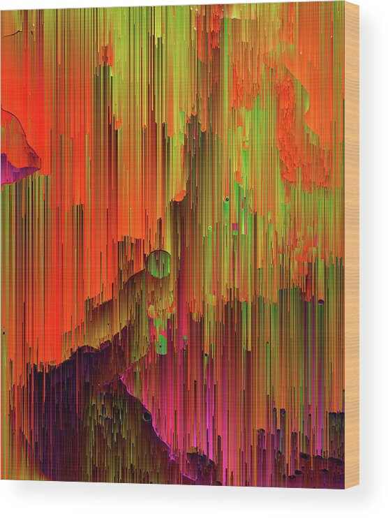 Pixel Wood Print featuring the digital art Radioactive - Pixel Art by Jennifer Walsh