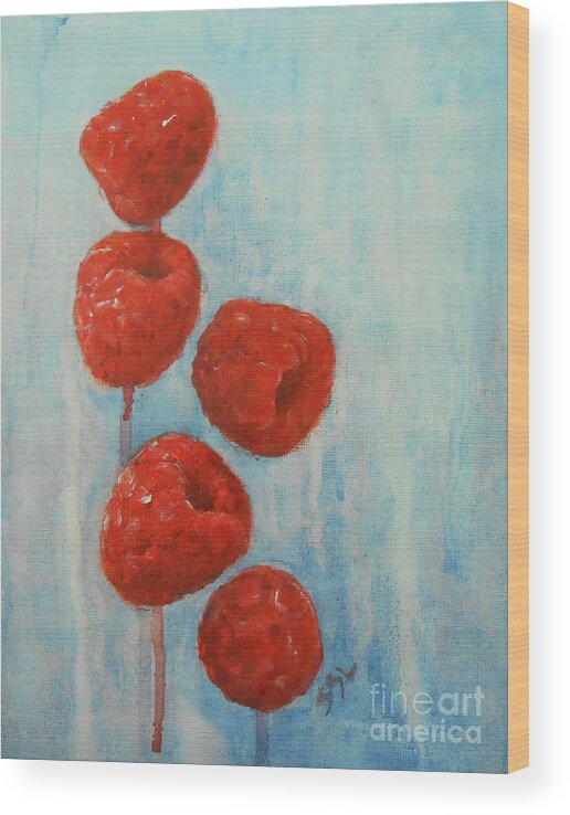 Still Life Wood Print featuring the painting Raspberries by Jane See
