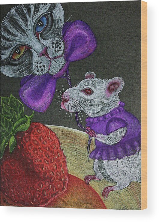 Rat Wood Print featuring the drawing Rat Cutie Doodle No. 3 by Maryska Torresowa