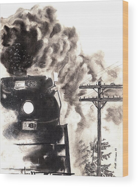 Train Wood Print featuring the painting Raw Energy by Anita Thomas