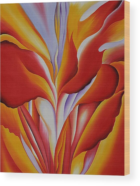 Red Wood Print featuring the painting Red Canna by Georgia OKeefe