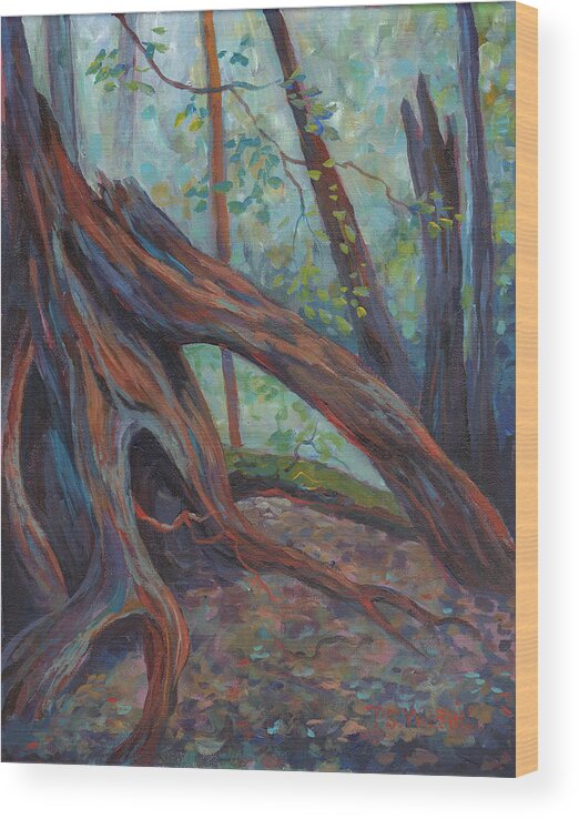 Red Cedar Wood Print featuring the painting Red Cedar by Peggy Wilson