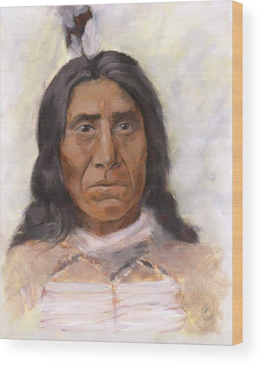 Native American Wood Print featuring the painting Red Cloud by Brandy Woods