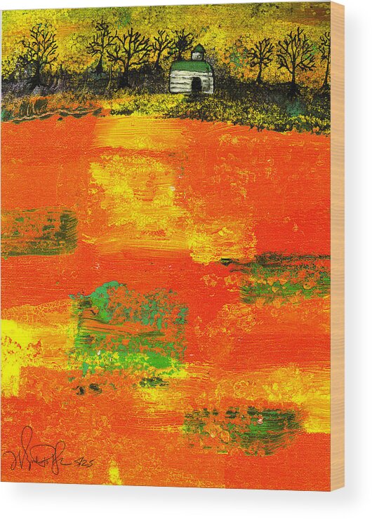 Rural Wood Print featuring the painting Red Fields by Wayne Potrafka