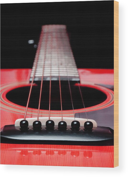 Andee Design Guitar Wood Print featuring the photograph Red Guitar 16 by Andee Design