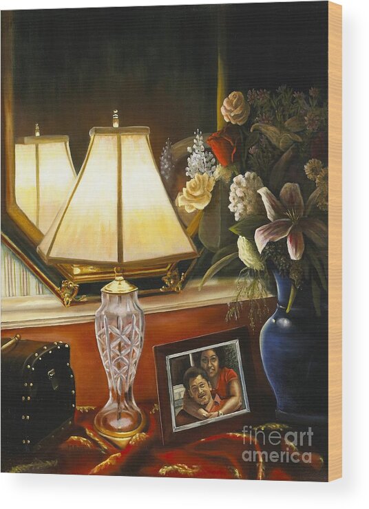 Still Life Wood Print featuring the painting Reflections by Marlene Book