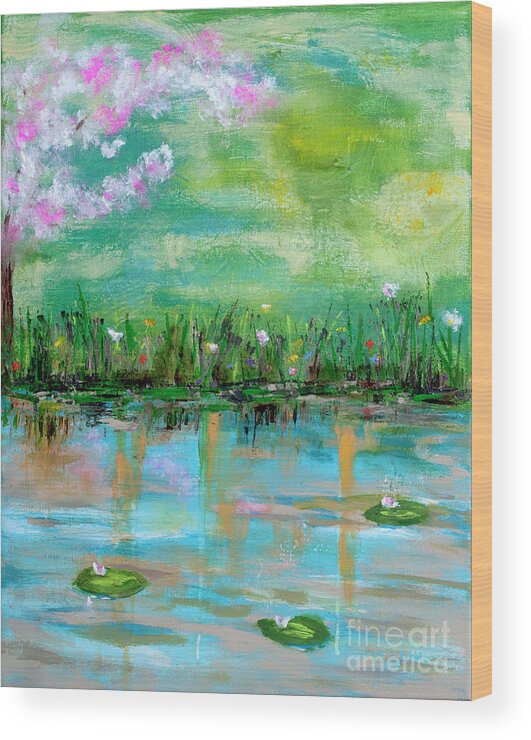 Spring Contemporary Painting Wood Print featuring the photograph Reflections of Spring by Haleh Mahbod