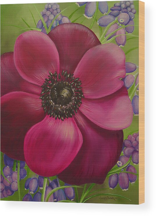 Floral Wood Print featuring the painting Rejoice by Sandy Dusek