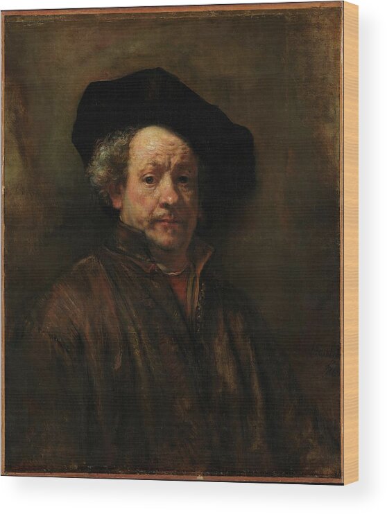 Rembrandt Van Rijn Wood Print featuring the painting Rembrandt Self Portrait by Rembrandt van Rijn