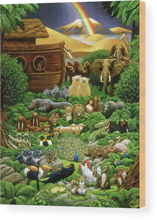 Noah's Ark Wood Print featuring the painting Return of the Ark by Chris Miles