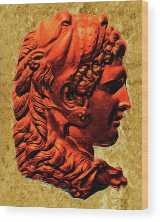 Troy Capeton Alexander The Great Profile Modern Macedonian European Culture General Victory Wood Print featuring the painting Reverse Profile of Alexander by Troy Caperton
