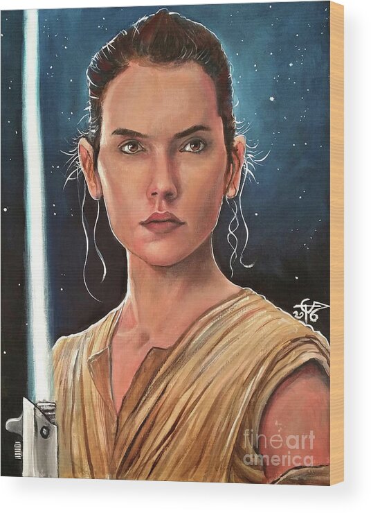 Rey Wood Print featuring the painting Rey by Tom Carlton