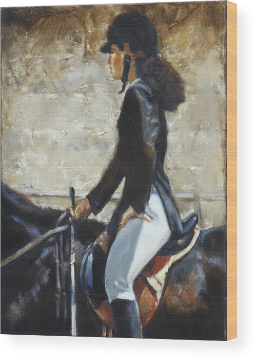 Horse Wood Print featuring the painting Riding English by Harvie Brown