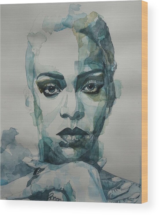 Barbabian Wood Print featuring the painting Rihanna - Art by Paul Lovering