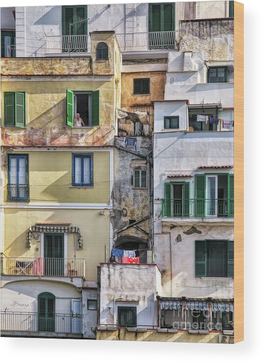 Amalfi Wood Print featuring the photograph Rooms With A View.Amalfi by Jennie Breeze