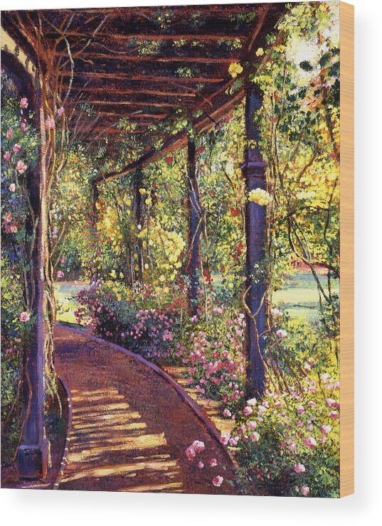 Flowers Wood Print featuring the painting Rose Arbor Toluca Lake by David Lloyd Glover