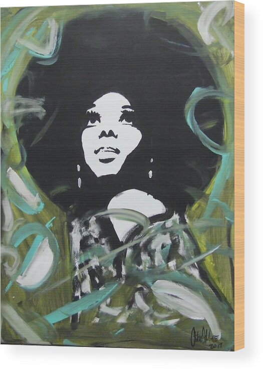 Diana Ross Wood Print featuring the painting Ross Day by Antonio Moore