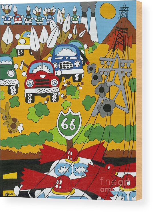 Desert Wood Print featuring the painting Route 66 by Rojax Art