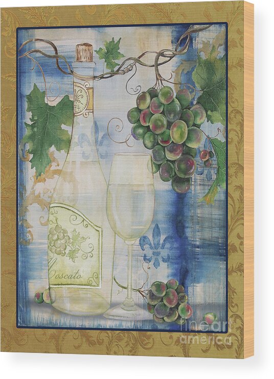 Wine Wood Print featuring the painting Royal Wine-C by Jean Plout