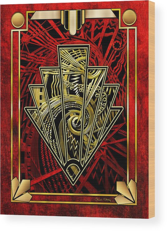 Staley Wood Print featuring the digital art Ruby Red and Gold by Chuck Staley