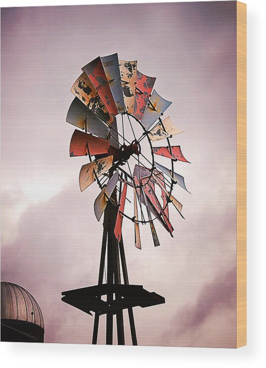 Weathered Wood Print featuring the photograph Rustic Windmill by Laura Gordon