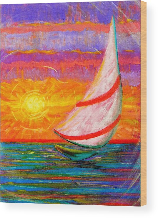 Sailboat Wood Print featuring the painting Sailaway by Jeanette Jarmon