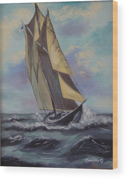 Ocean Wood Print featuring the painting Sailing by Quwatha Valentine