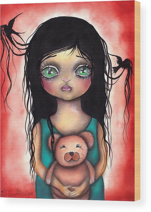 Girl Wood Print featuring the painting Sayuri's Secret by Abril Andrade
