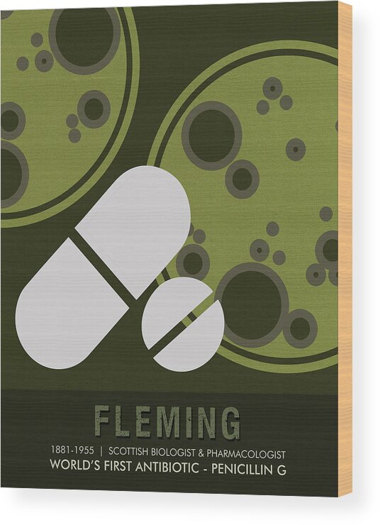 Fleming Wood Print featuring the mixed media Science Posters - Alexander Fleming - Biologist, Pharmacologist by Studio Grafiikka