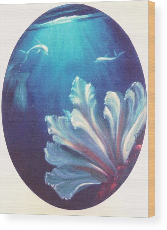 Underwater Wood Print featuring the painting Sea Fan by Dina Holland
