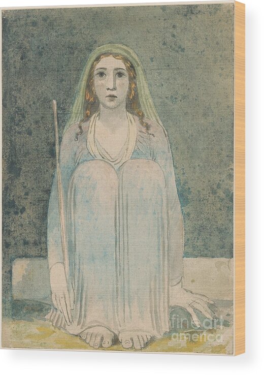 William Blake Wood Print featuring the painting Seated Woman Holding a Staff by MotionAge Designs