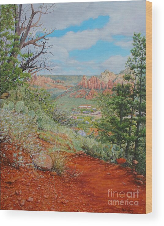 Sedona Wood Print featuring the painting Sedona Trail by Mike Ivey