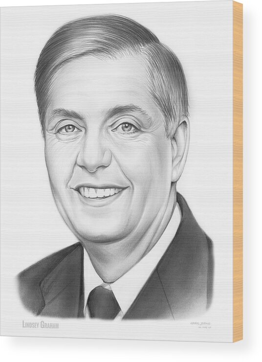 Lindsey Graham Wood Print featuring the drawing Senator Lindsey Graham by Greg Joens