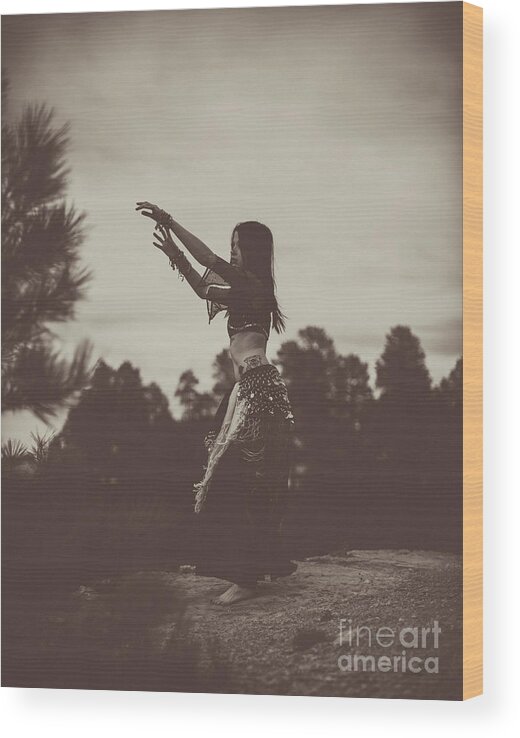 Rebe Wood Print featuring the photograph Sepia Forest Belly Dance by Scott Sawyer