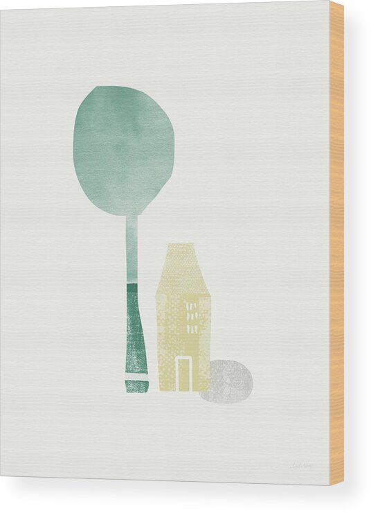 Minimal Wood Print featuring the painting Shade Tree- Art by Linda Woods by Linda Woods