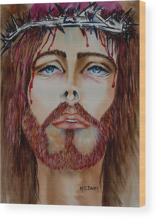 Jesus Wood Print featuring the painting Shades of Jesus by Maria Barry
