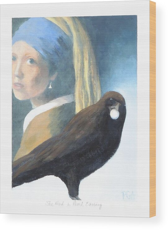 Pearl Earring Wood Print featuring the painting She Had a Pearl Earring by Phyllis Andrews