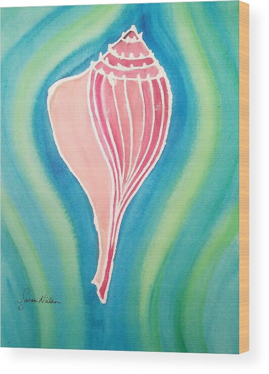 Shell Wood Print featuring the painting Shellswoop by Susan Nielsen