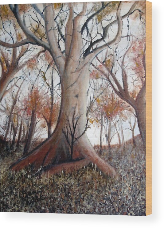 Ben Wood Print featuring the painting Sheltered Tree by Benjamin Kubes