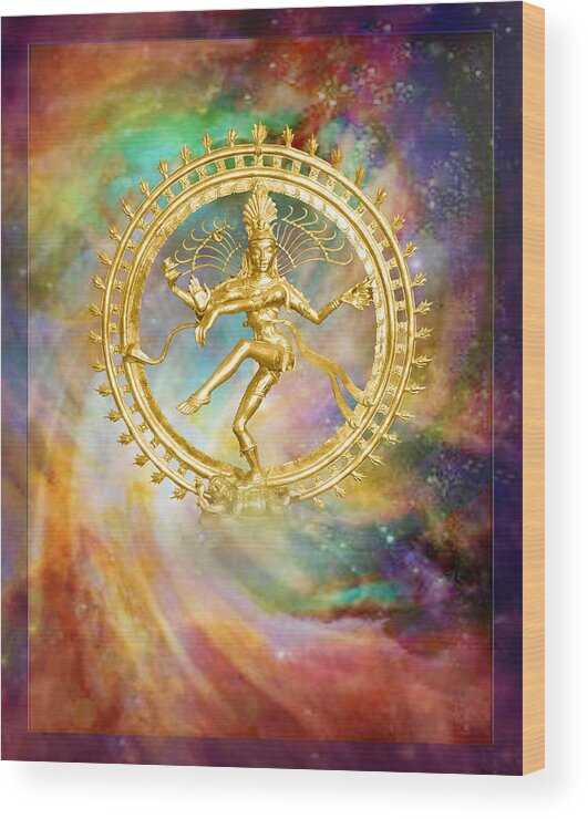 Shiva Wood Print featuring the mixed media Shiva Nataraja - The Lord of the Dance by Ananda Vdovic