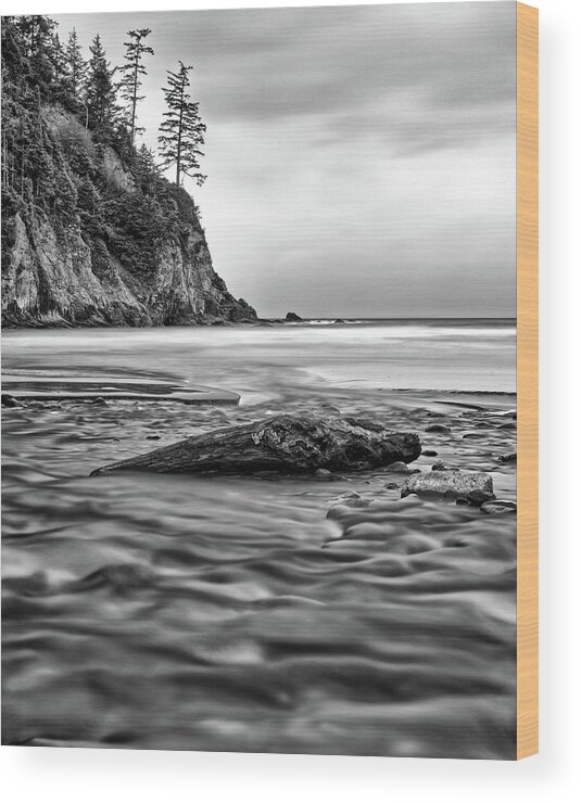 Oregon Wood Print featuring the photograph Short Sand Beach BW by Jedediah Hohf