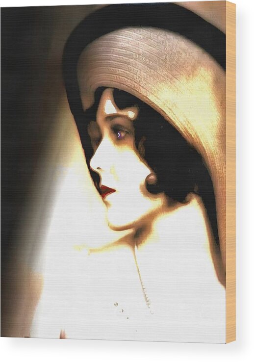 Beautiful Woman Wood Print featuring the digital art Silent Film Star by Caterina Christakos