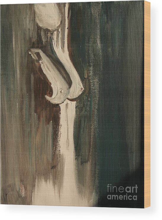 Nude Wood Print featuring the painting Silver Silhouette by Julie Lueders 