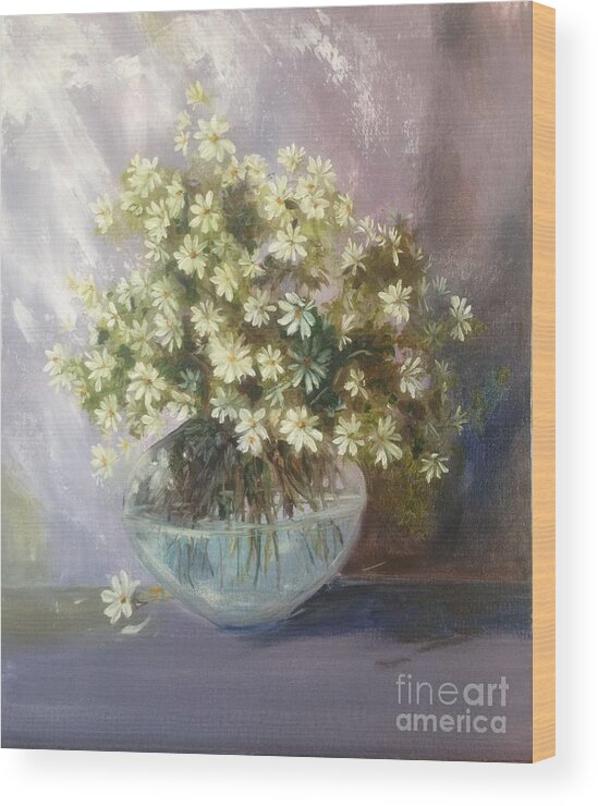 Daisies Wood Print featuring the painting Simplicity of Daisies... by Lizzy Forrester